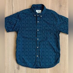 Billabong Navy Blue Short-Sleeve Button-Down Shirt Size L